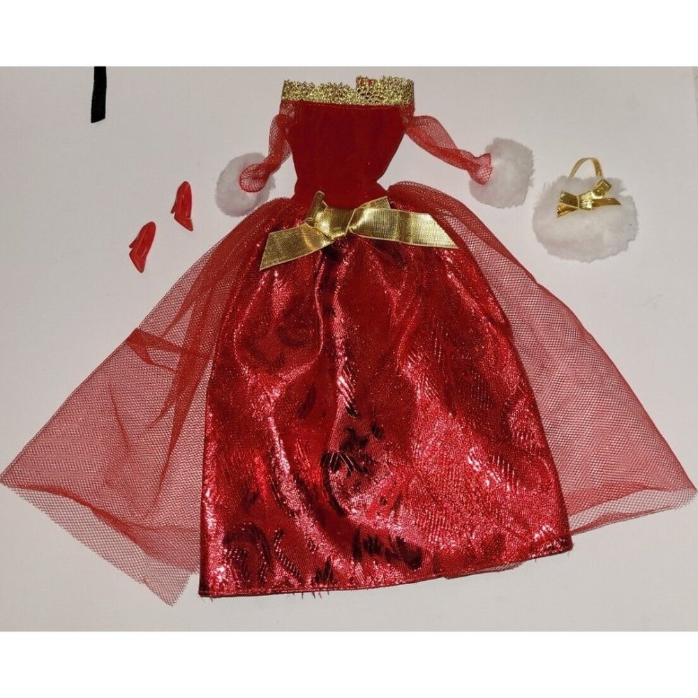 Vintage Barbie Doll Fashion Avenue 1997 Evening Outfit 18123 Red Long Gown set